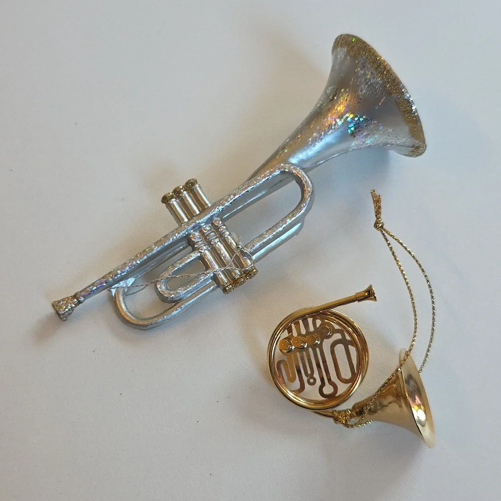Christmas Ornaments - Silver and Gold Musical Instrument Ornaments